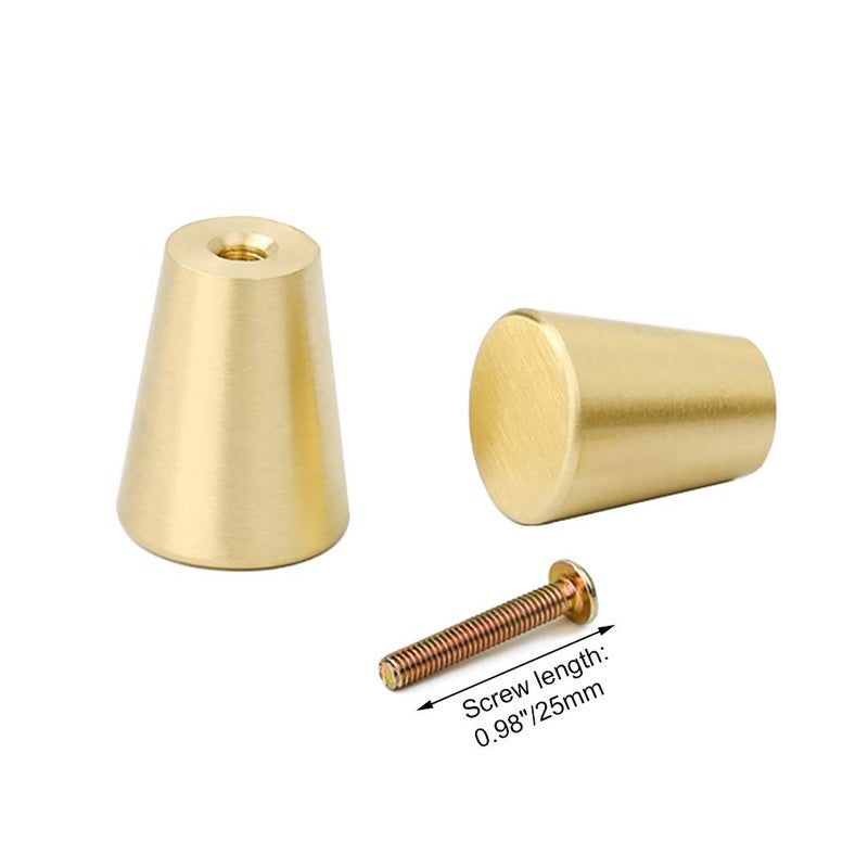 Tiazza 4Pcs Mid-Century Modern Style Premium Copper Solid Cabinet Knobs Handle Cone Shoe Book Drawer Knob Cylinder Handle (Gold) - Image 2